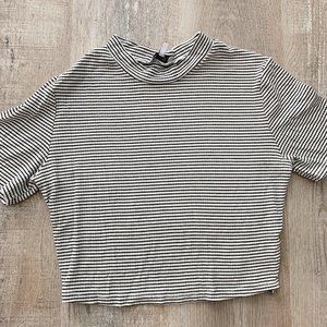 Tobi Black and White Horizontal Striped Crop Top